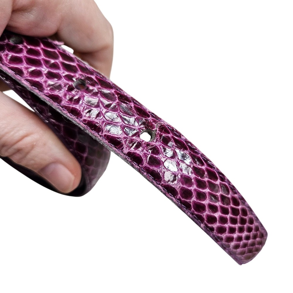Genuine Snakeskin Thin Belt With Gold Buckle Purple L Basic Classic‎ Old Money - Picture 6 of 8